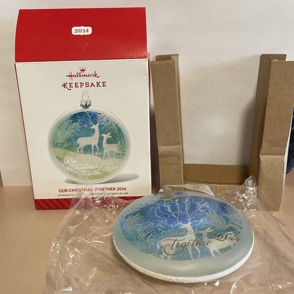 HALLMARK KEEPSAKE 2014 GLASS OUR CHRISTMAS TOGETHER XMAS ORNAMENT NIB VTGVTG - Picture 11 of 12